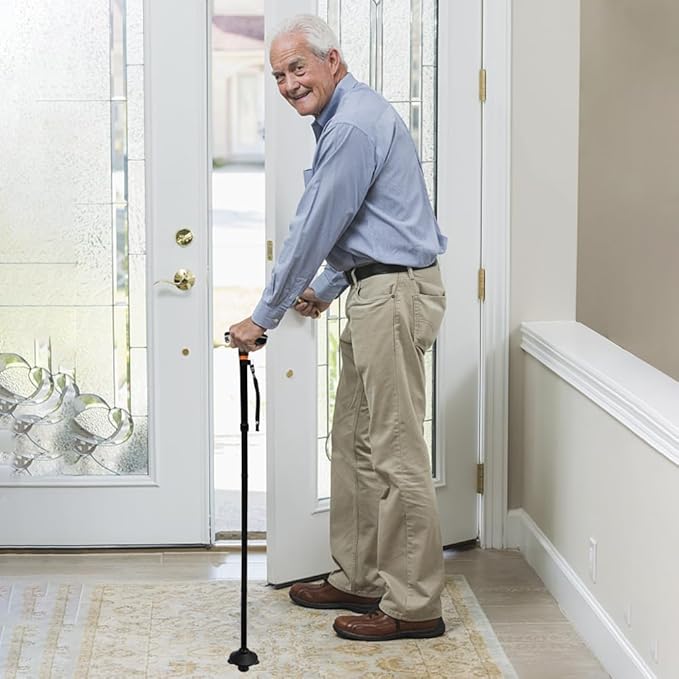 عكاز ذكي قابل للتعديل مصنوع من الالمنيوم وقابل للطي والتكبير أو التصغير مع ضوء